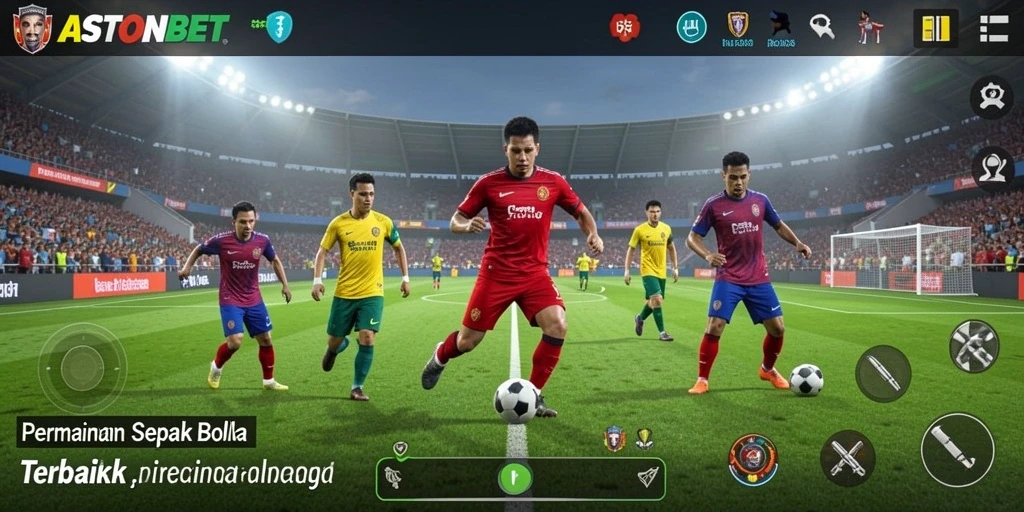 Tampilan gameplay sepak bola yang menarik dan interaktif dalam ASTONBET.
