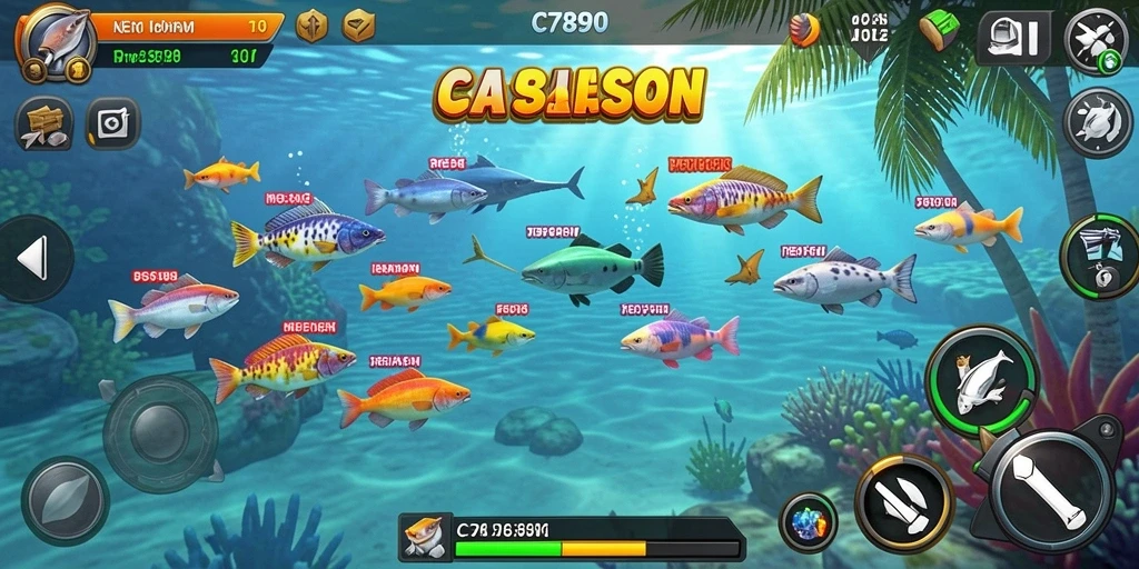 Screenshot gameplay C7890 yang menampilkan aksi tembak ikan yang seru.