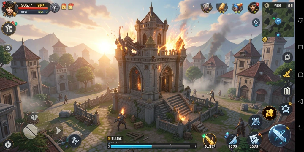 Tampilan menarik dari gameplay Tower Defense GUS77.