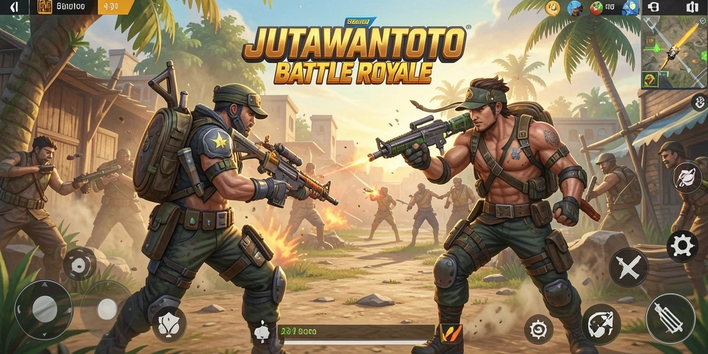 Gameplay JUTAWANTOTO yang seru dan penuh aksi Battle Royale.