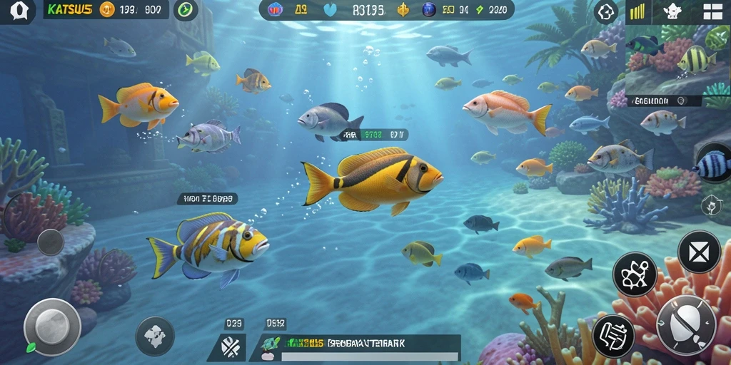 Gameplay KATSU5 menampilkan aksi menembak ikan yang seru dan menarik.