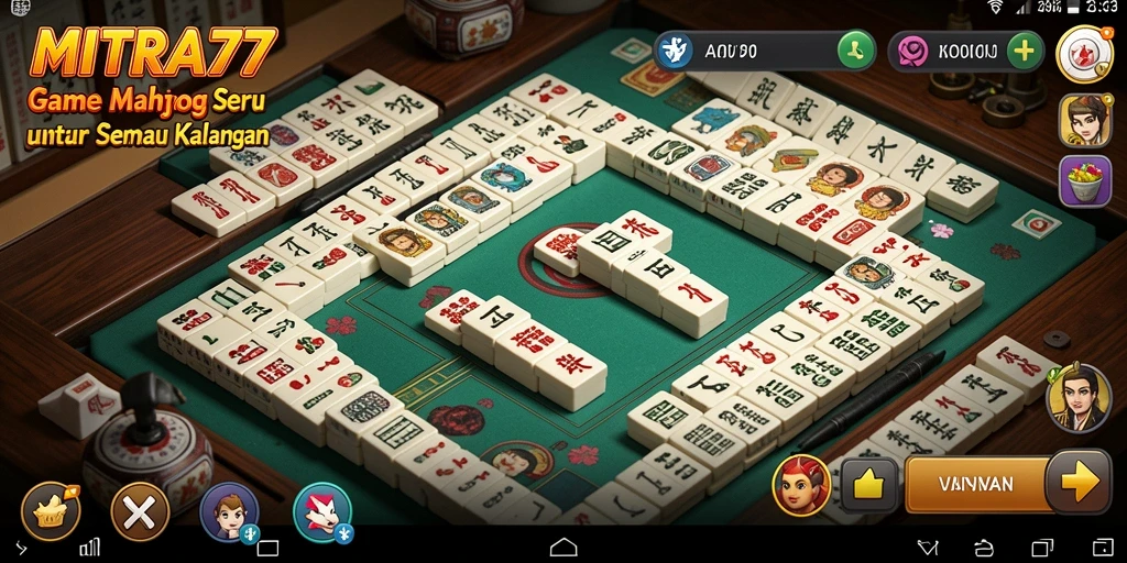 Tampilan layar permainan Mahjong yang seru dan menantang di MITRA77.