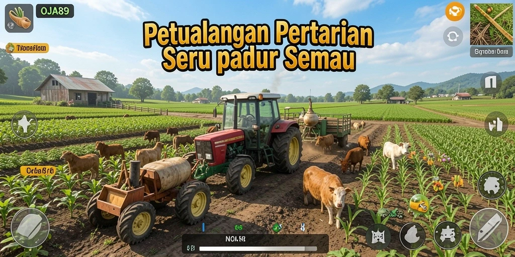 Tampilan menarik dari gameplay OJA89 yang menggambarkan aktivitas bertani.