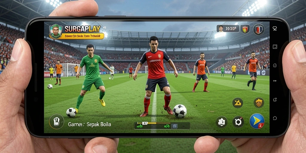 Tampilan gameplay <strong>SURGAPLAY</strong> yang memukau dalam pertandingan sepak bola.